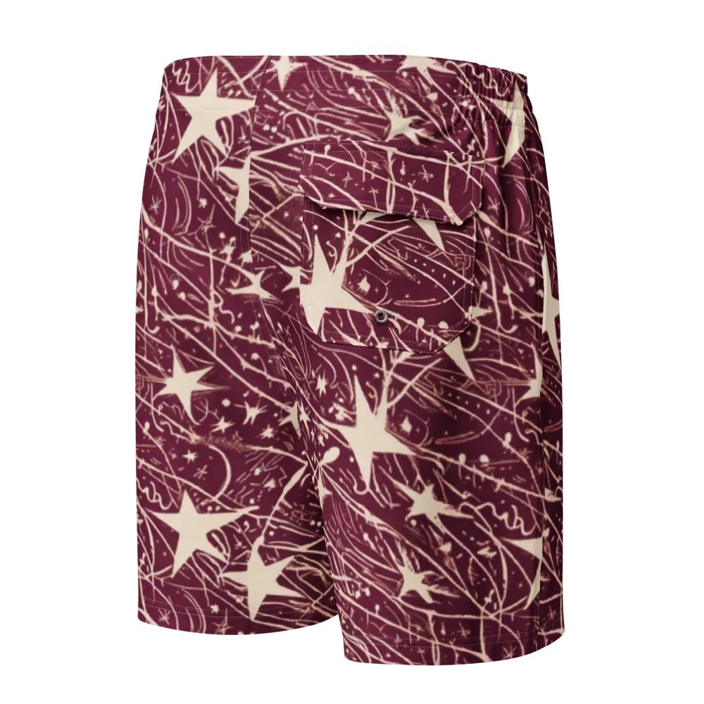Burgundy Starfall on Men's Board Shorts — Back