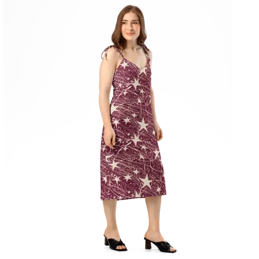 Burgundy Starfall on a Slip Dress