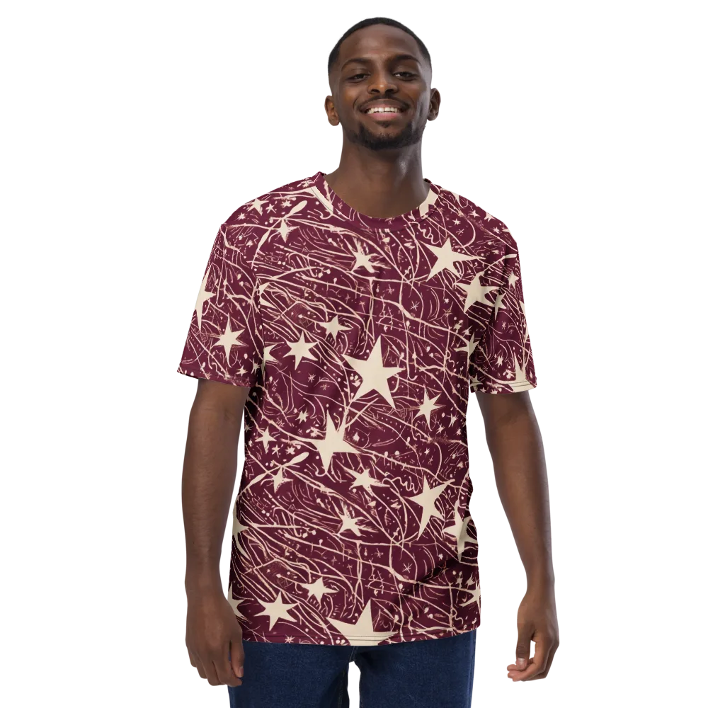 Burgundy Starfall on Men's Crew Neck T-Shirt — Front
