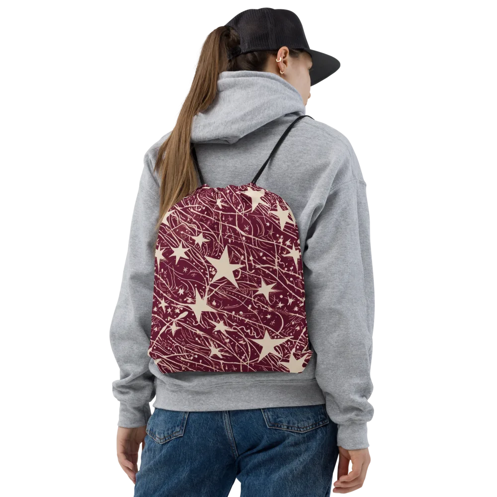 Burgundy Starfall on Drawstring Bag — Front