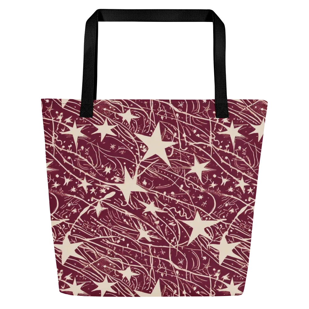 Burgundy Starfall on Large Tote Bag W/ Pocket — Front