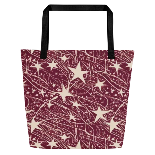 Burgundy Starfall on a Large Tote Bag W/ Pocket