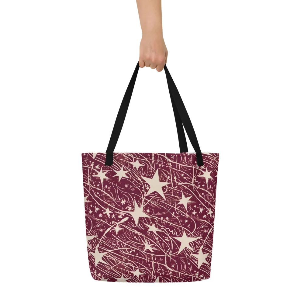 Burgundy Starfall on Large Tote Bag W/ Pocket — Front