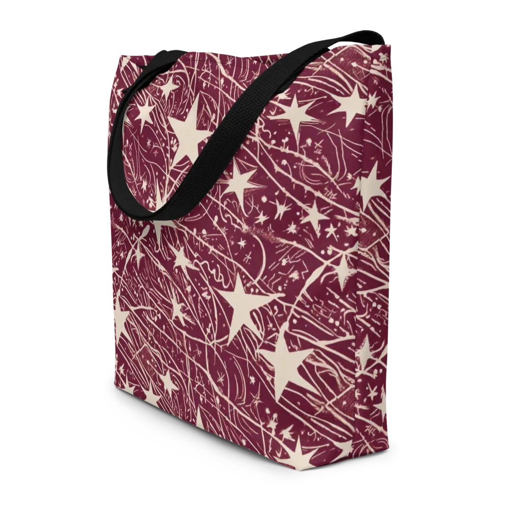 Burgundy Starfall on Large Tote Bag W/ Pocket — Front