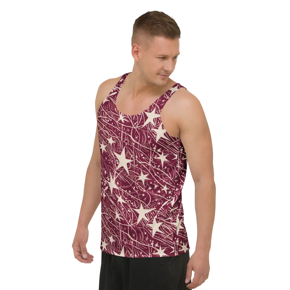 Burgundy Starfall on Men's Tank Top — Left Front
