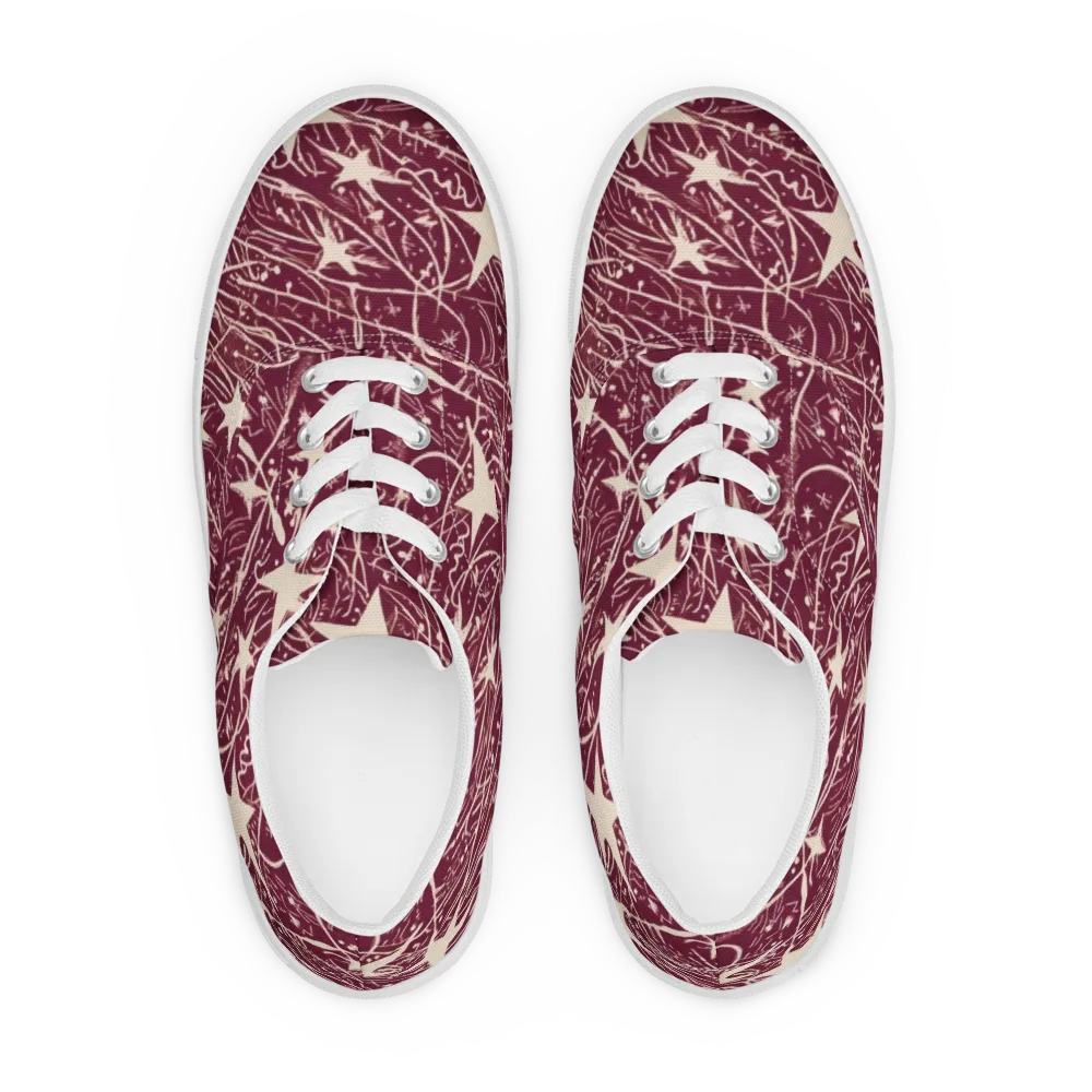 Burgundy Starfall on Men's Lace-Up Canvas Shoes — Front