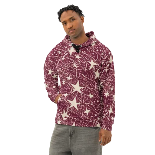 Burgundy Starfall on a Cotton Hoodie