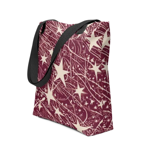 Burgundy Starfall on a Tote Bag