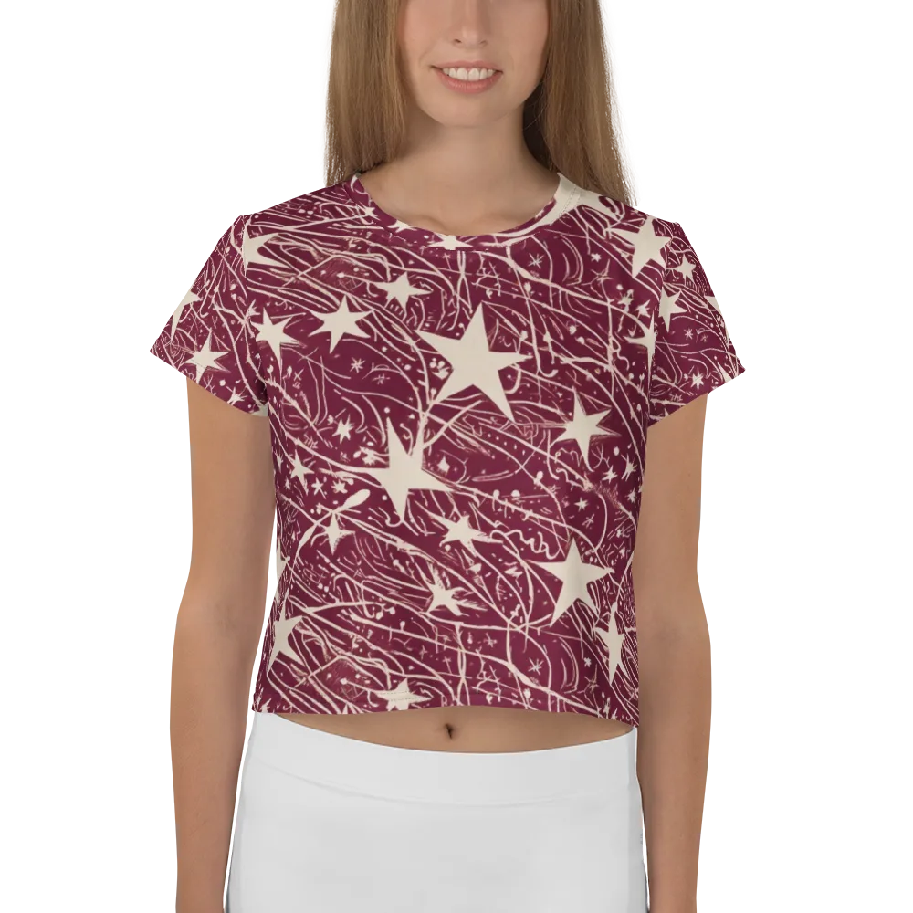 Burgundy Starfall on Crop Tee — Front