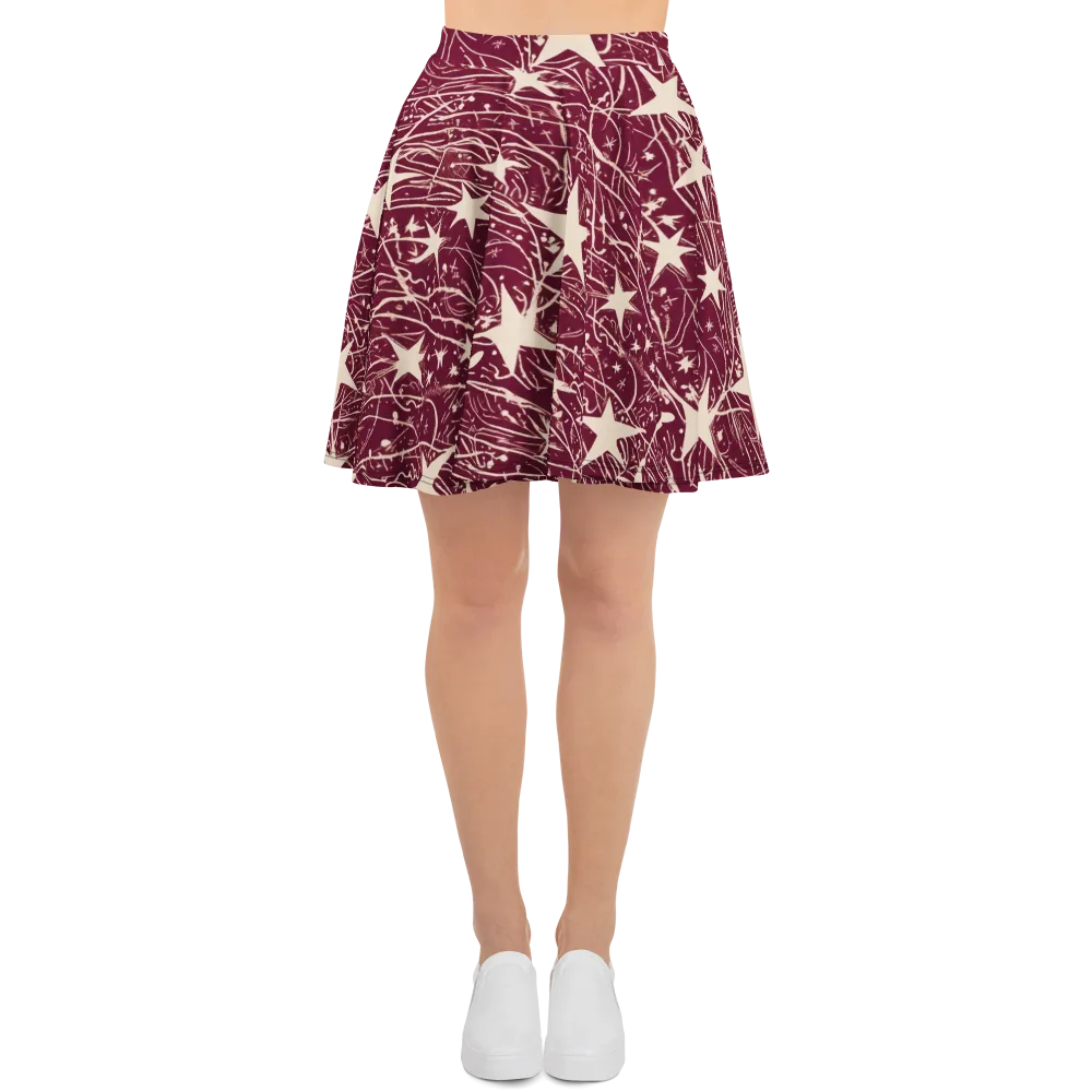 Burgundy Starfall on Skater Skirt — Front