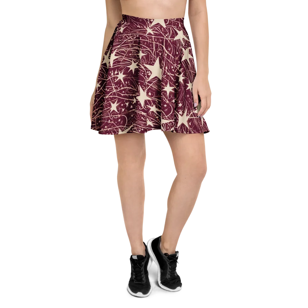 Burgundy Starfall on Skater Skirt — Front