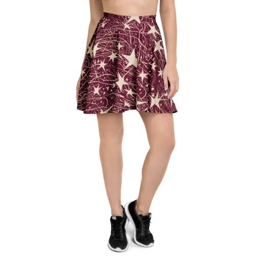 Burgundy Starfall on a Skater Skirt