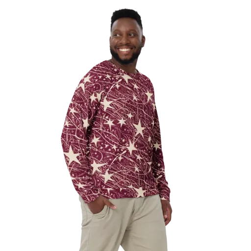 Burgundy Starfall on a Sweatshirt