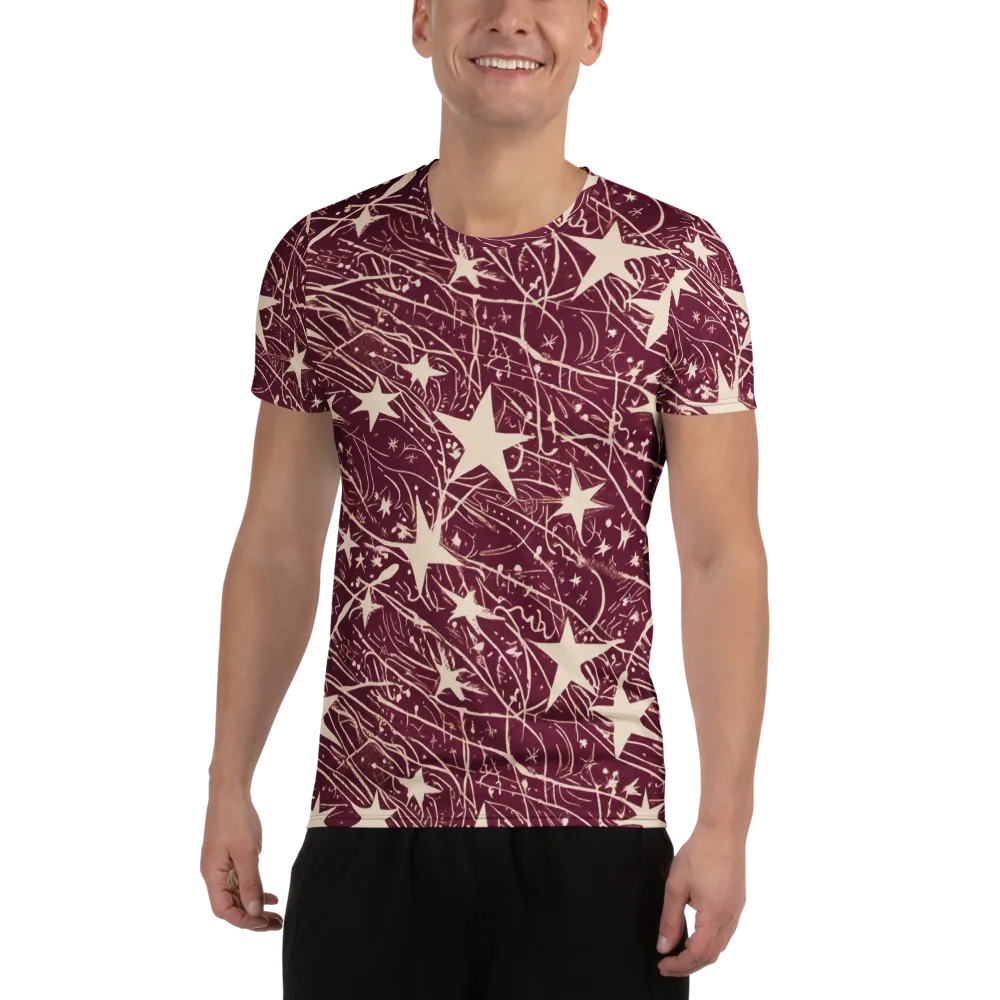 Burgundy Starfall on Men's Athletic T-Shirt — Front