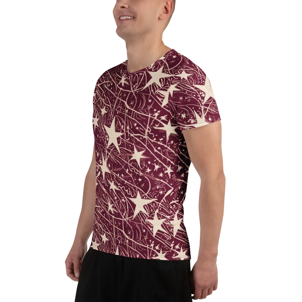 Burgundy Starfall on Men's Athletic T-Shirt — Left