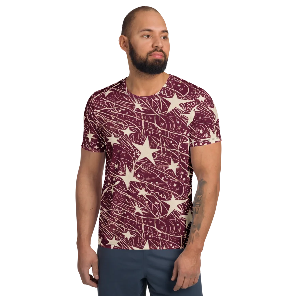 Burgundy Starfall on Men's Athletic T-Shirt — Front