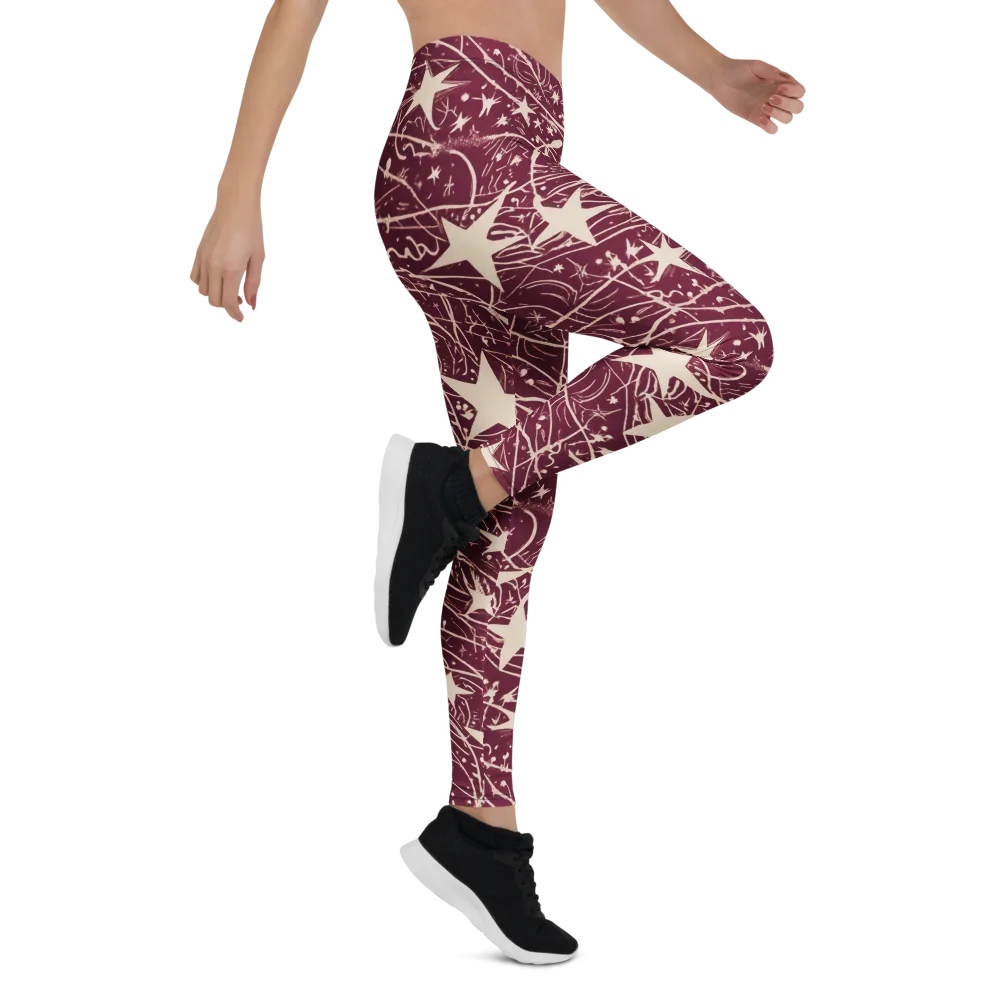 Burgundy Starfall on Leggings — Right