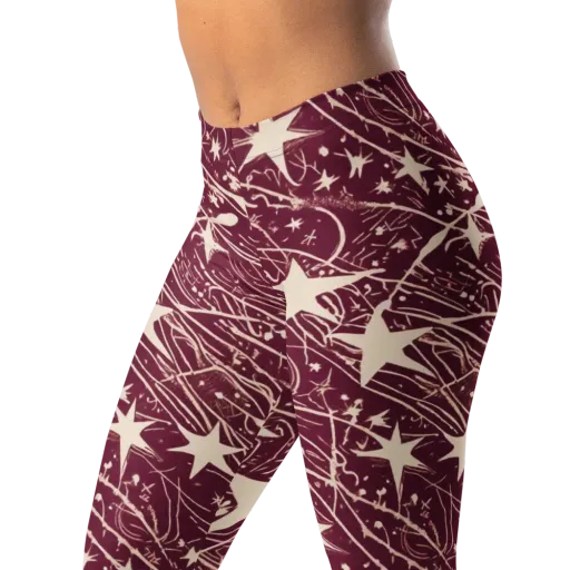 Burgundy Starfall on a Leggings