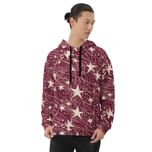 Burgundy Starfall on a Hoodie