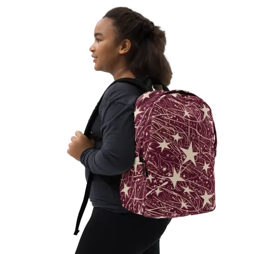 Burgundy Starfall on a Minimalist Backpack