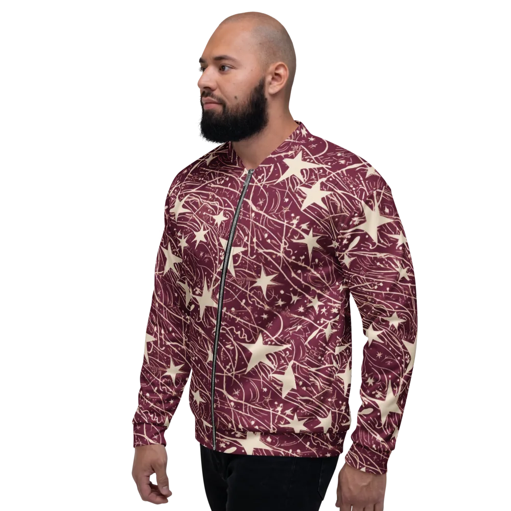 Burgundy Starfall on Bomber Jacket — Left