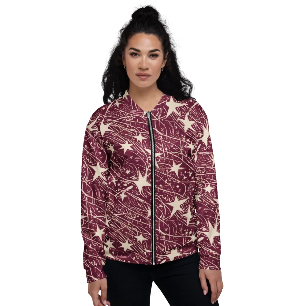 Burgundy Starfall on Bomber Jacket — Front