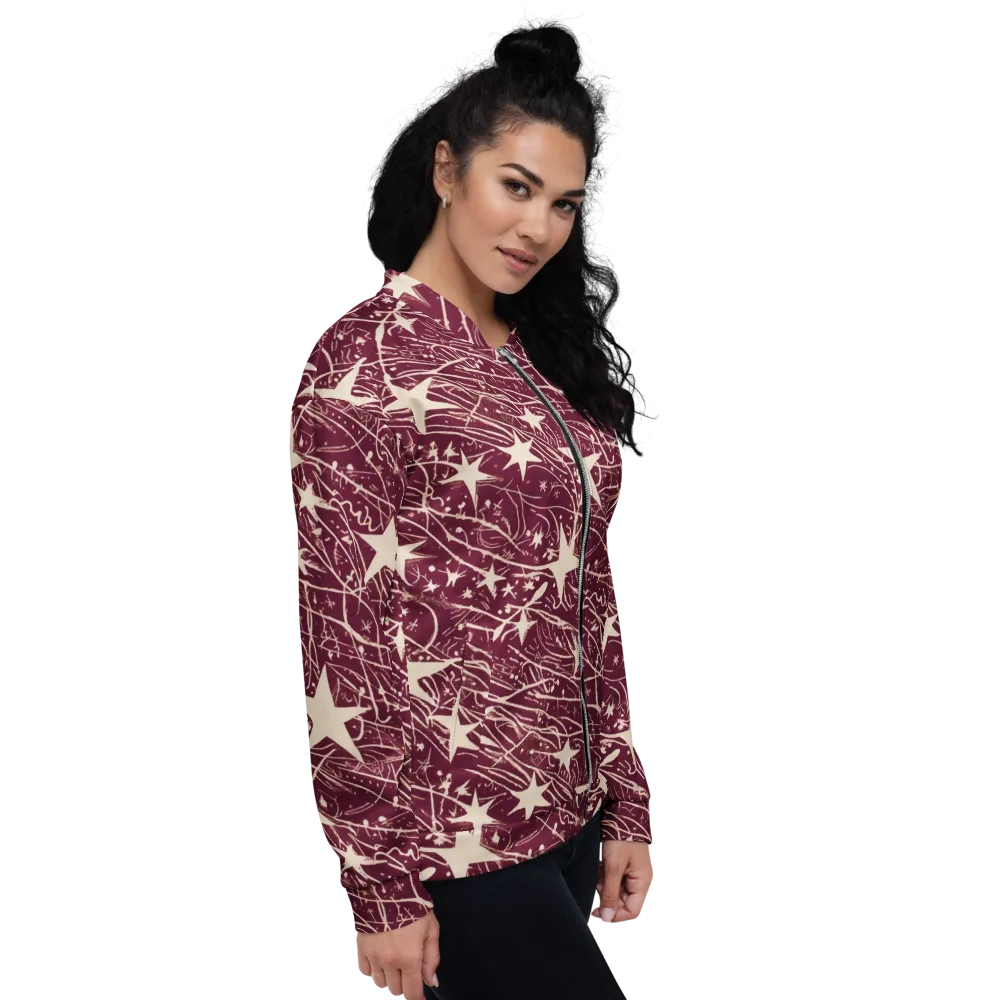 Burgundy Starfall on Bomber Jacket — Right