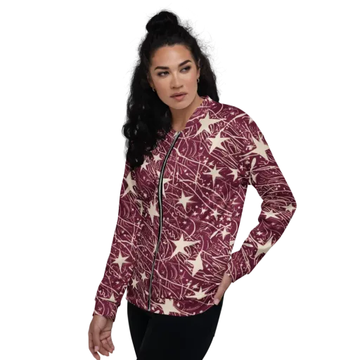 Burgundy Starfall on a Bomber Jacket