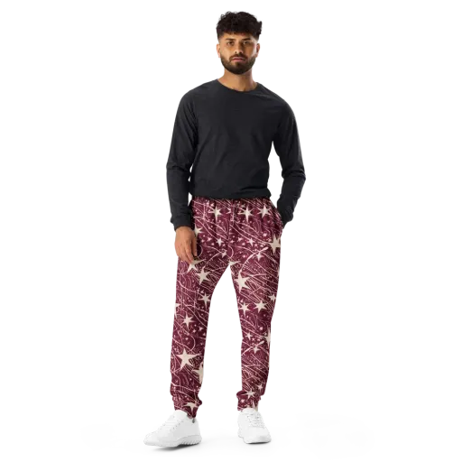 Burgundy Starfall on a Men's Joggers