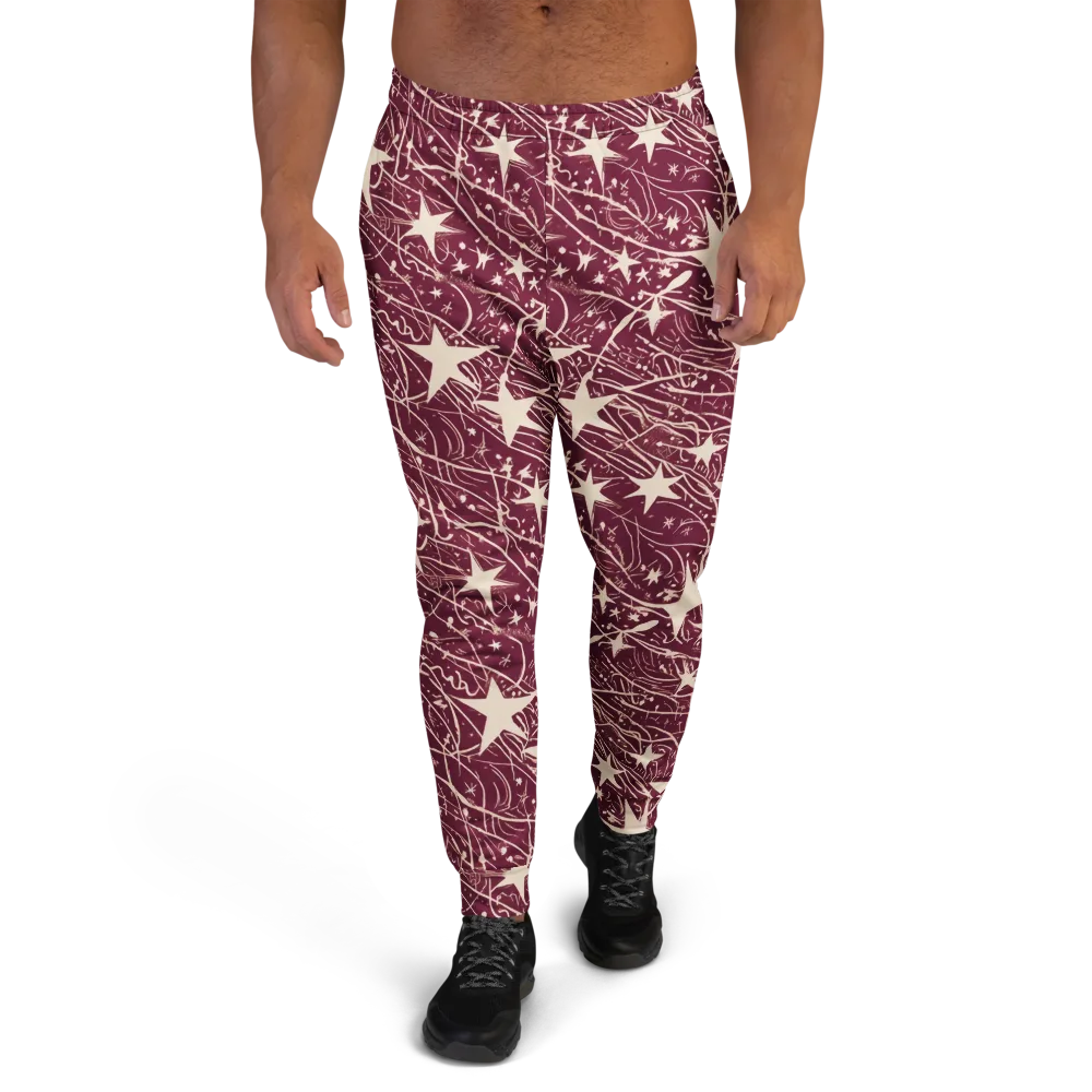 Burgundy Starfall on Men's Joggers — Front