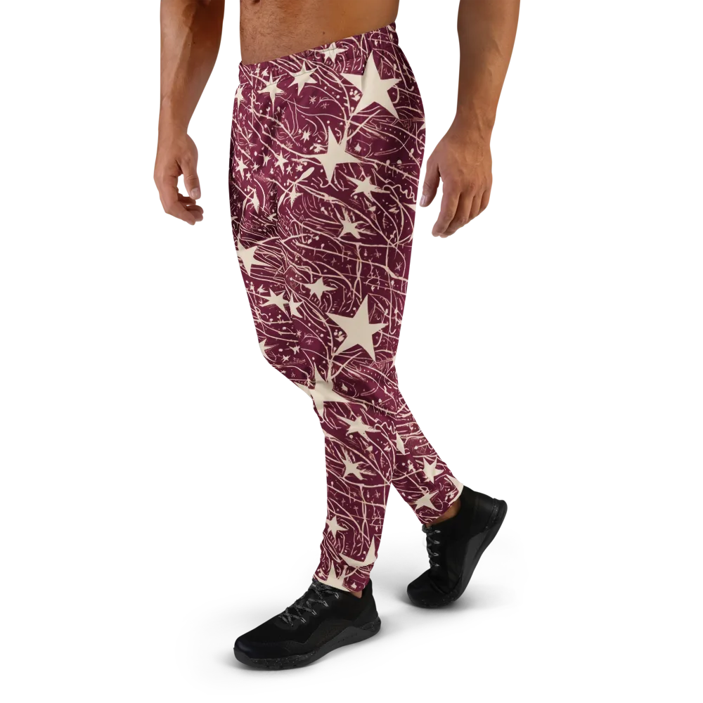 Burgundy Starfall on Men's Joggers — Left