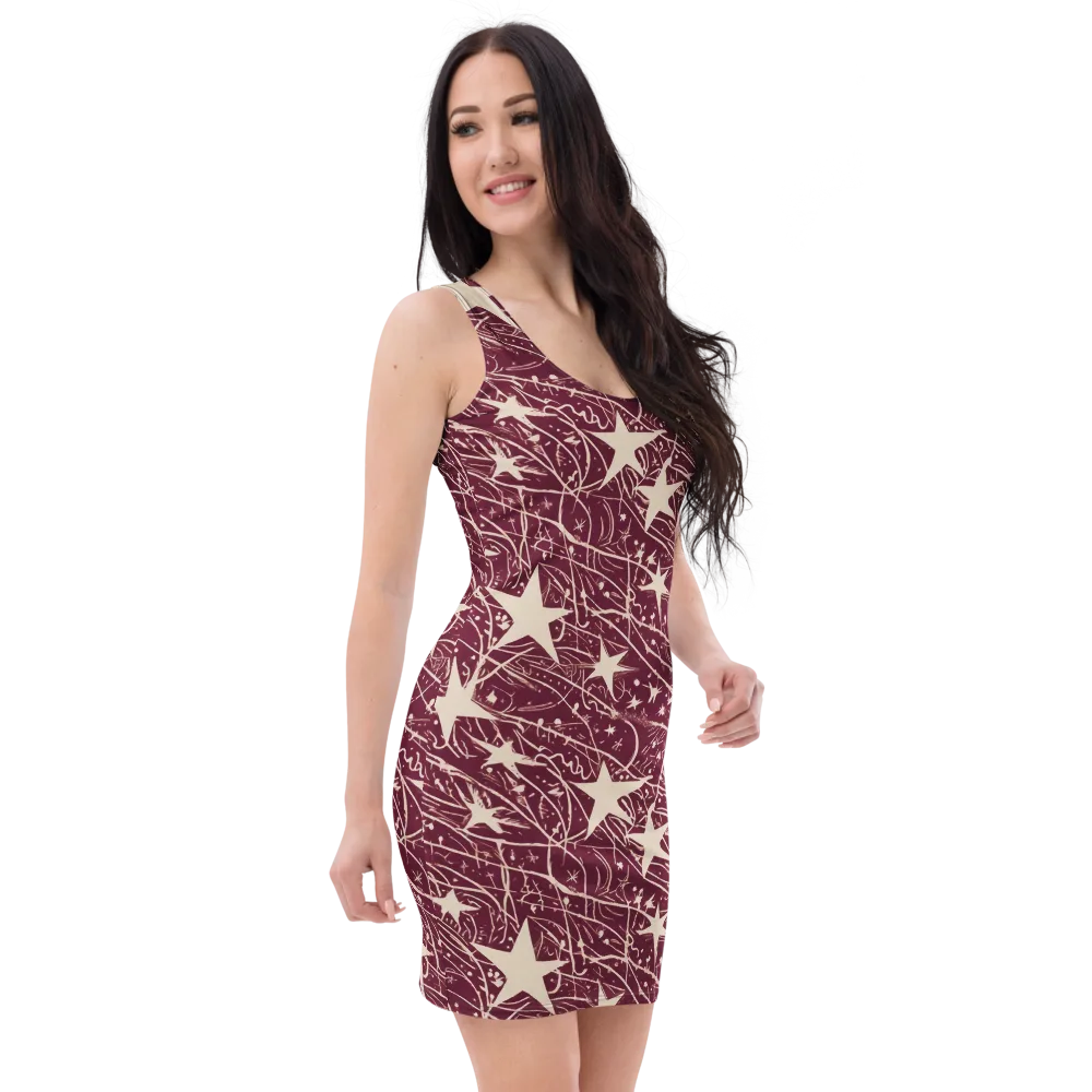 Burgundy Starfall on Bodycon Dress — Right Front