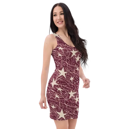 Burgundy Starfall on a Bodycon Dress