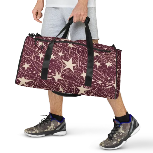 Burgundy Starfall on a Duffle Bag