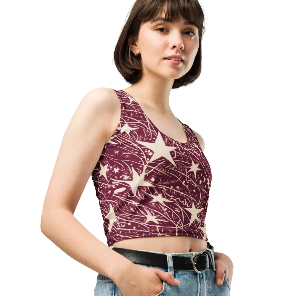 Burgundy Starfall on Crop Top — Right Front