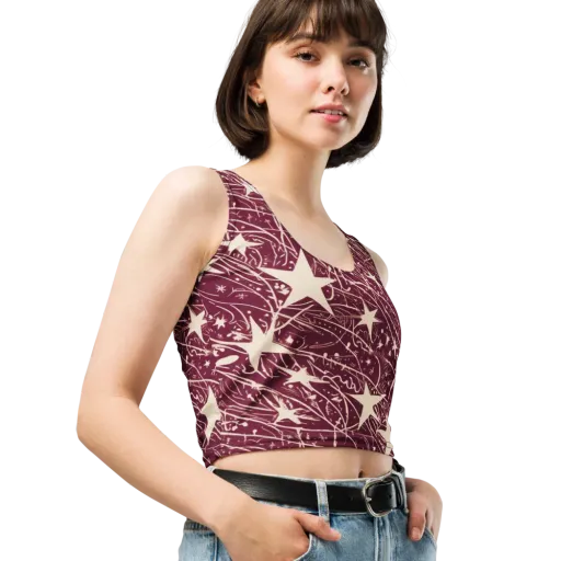 Burgundy Starfall on a Crop Top