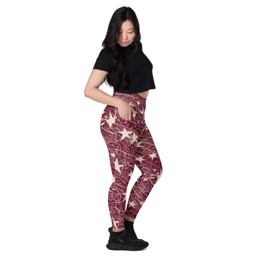 Burgundy Starfall on a Leggings with Pockets