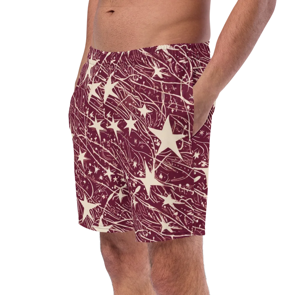 Burgundy Starfall on Swim Trunks — Left Front