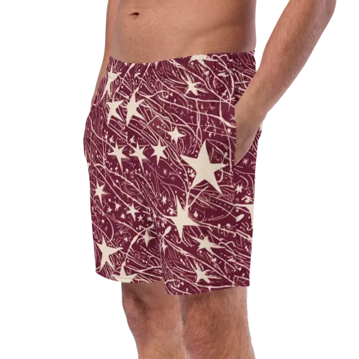 Burgundy Starfall on a Swim Trunks