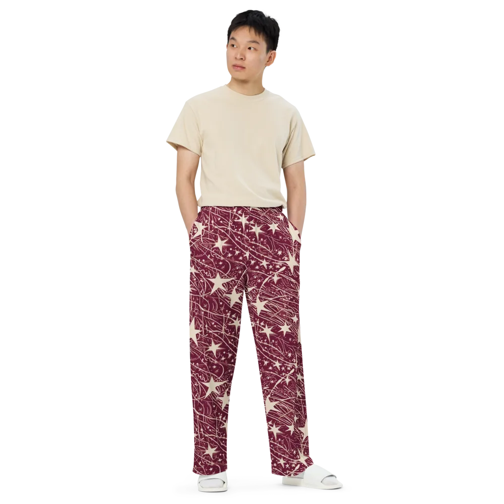 Burgundy Starfall on Wide-Leg Pants — Front