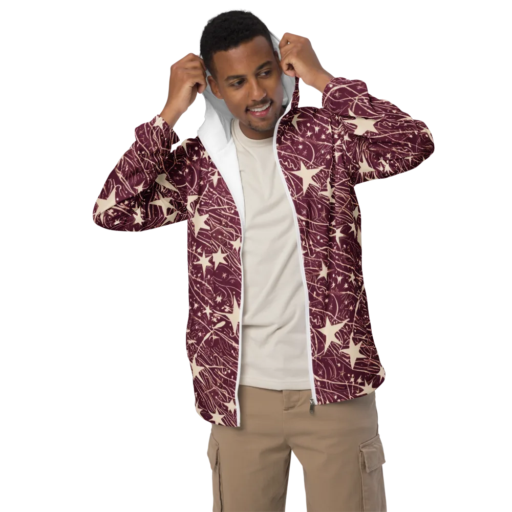 Burgundy Starfall on Men's Windbreaker — Front