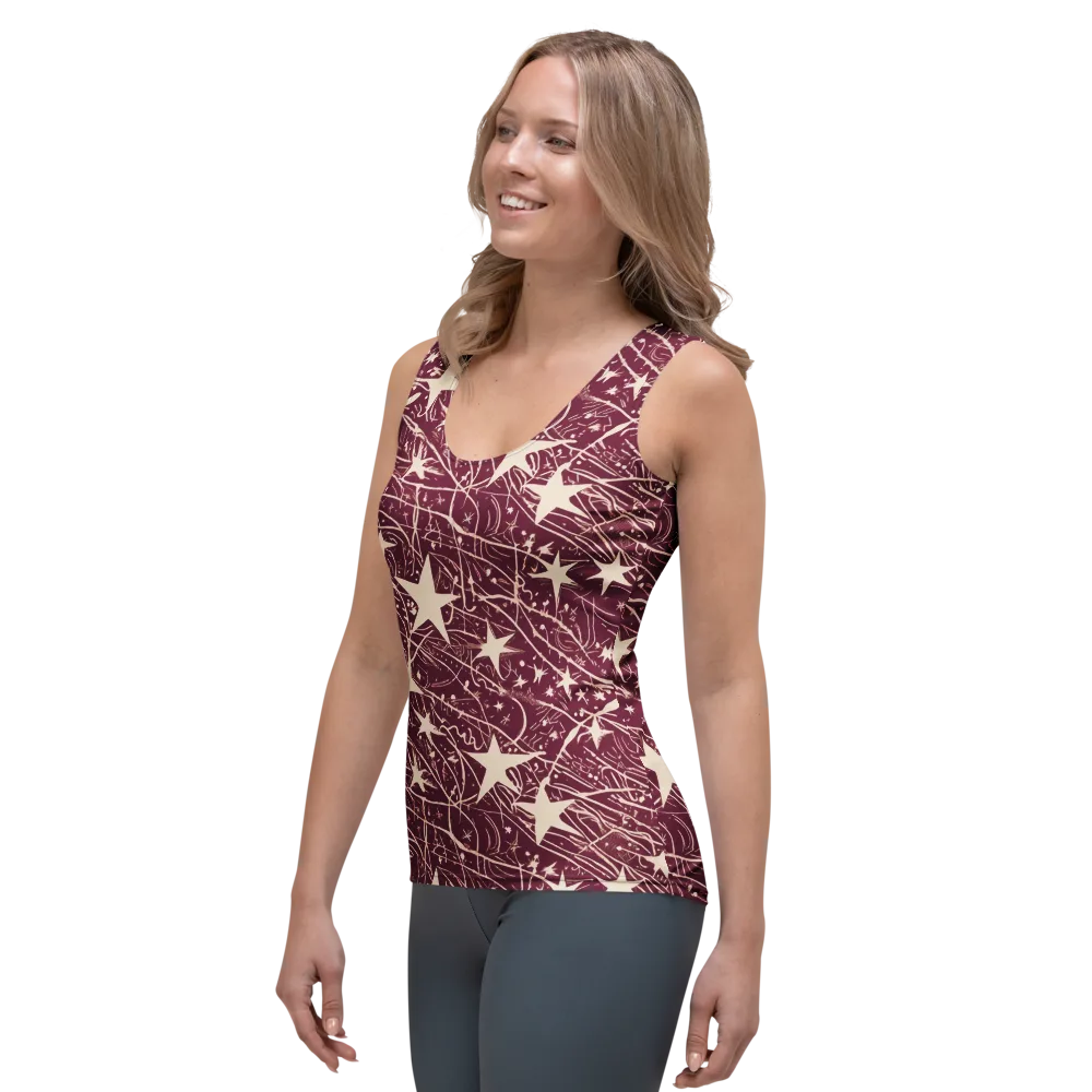 Burgundy Starfall on Women's Tank Top — Left Front