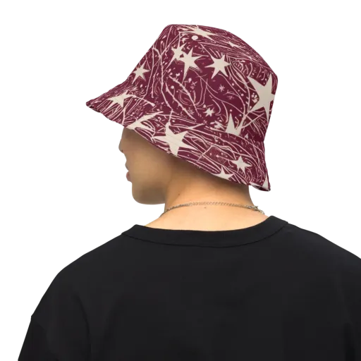 Burgundy Starfall on a Reversible Bucket Hat