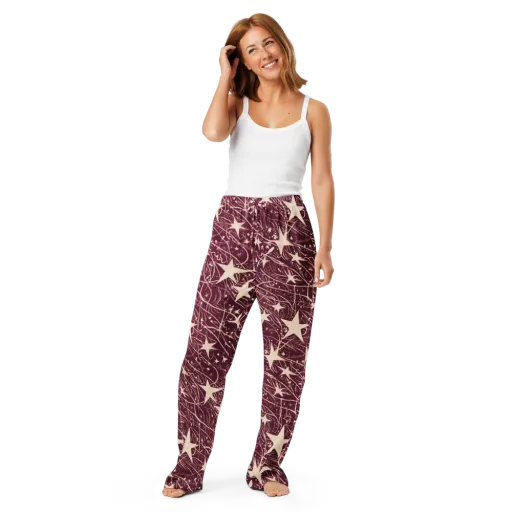Burgundy Starfall on a Women's Pajama Pants