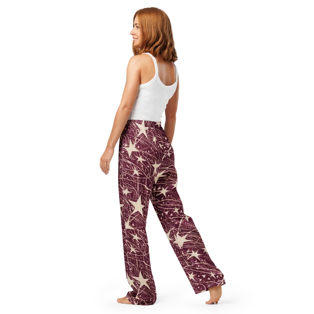 Burgundy Starfall on Women's Pajama Pants — Back