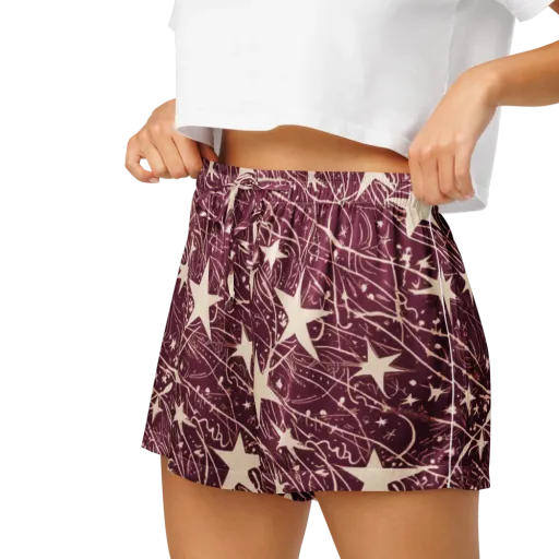 Burgundy Starfall on a Women's Pajama Shorts