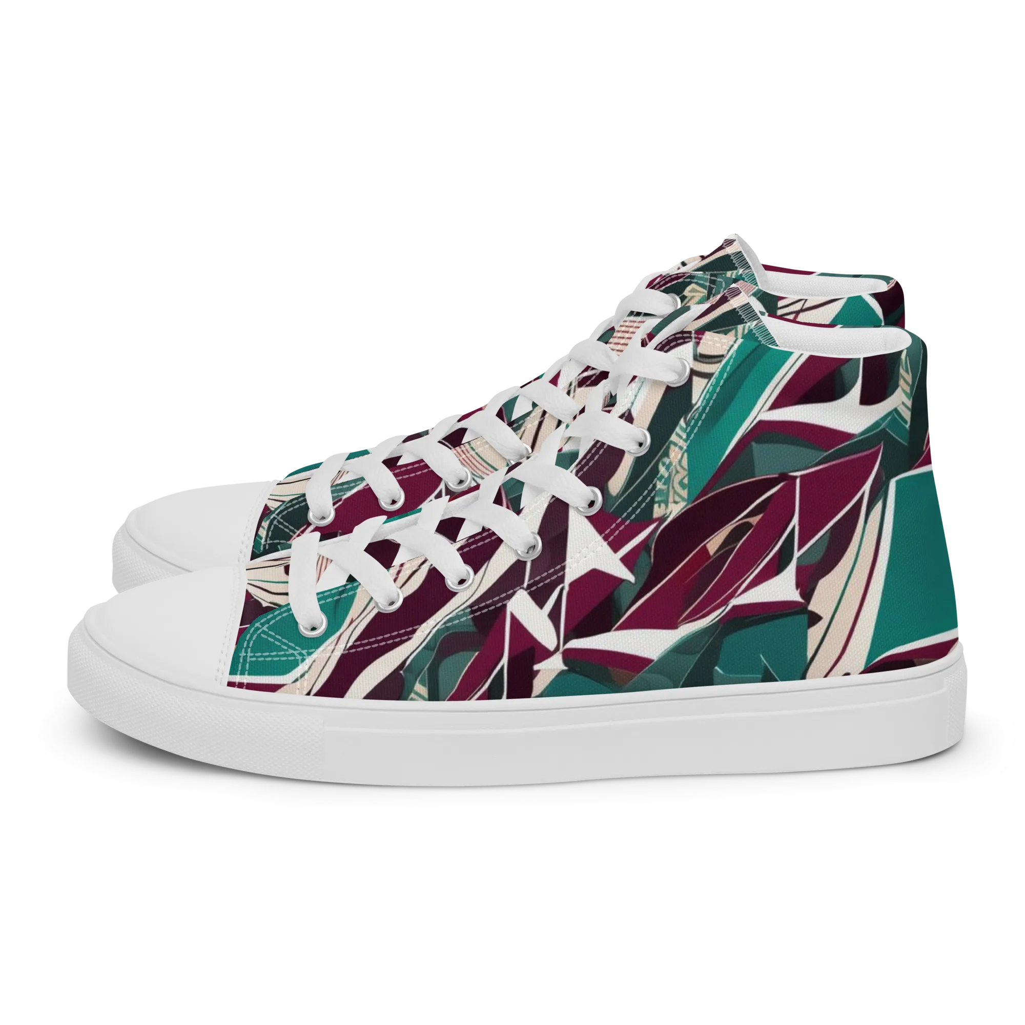 Maroon Momentum on Women's High Top Canvas Shoes — Left