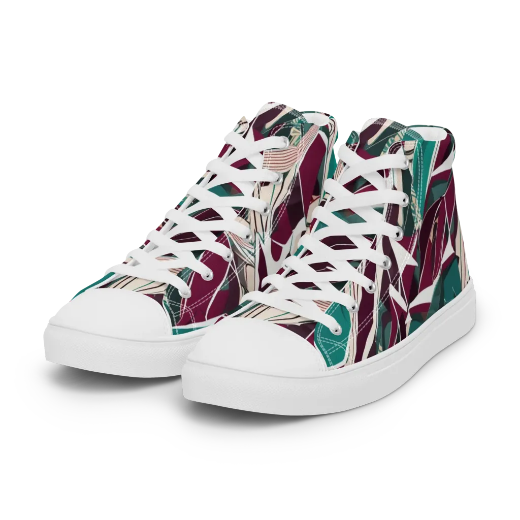 Maroon Momentum on Women's High Top Canvas Shoes — Left Front