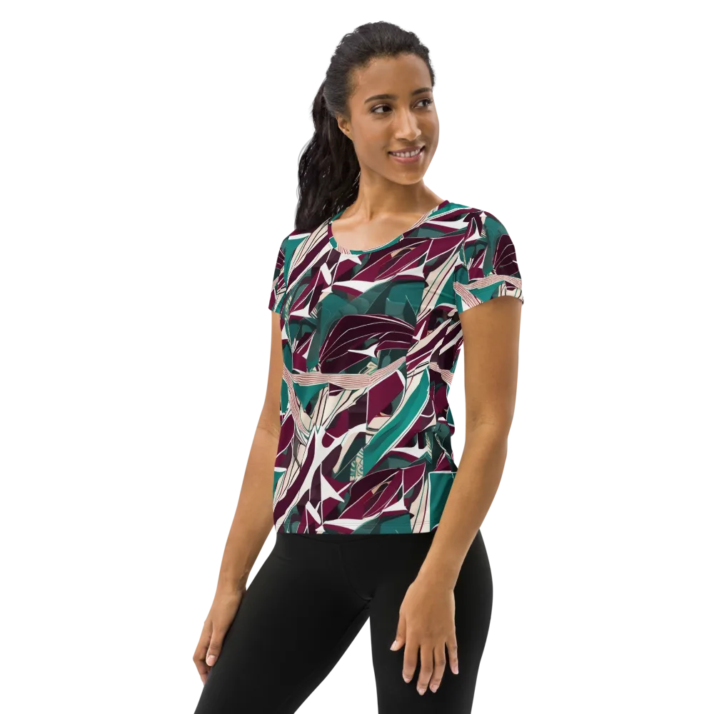 Maroon Momentum on Women's Athletic T-Shirt — Left