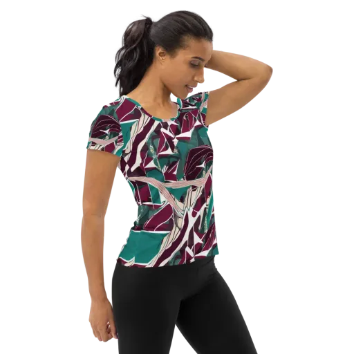 Maroon Momentum on a Women's Athletic T-Shirt